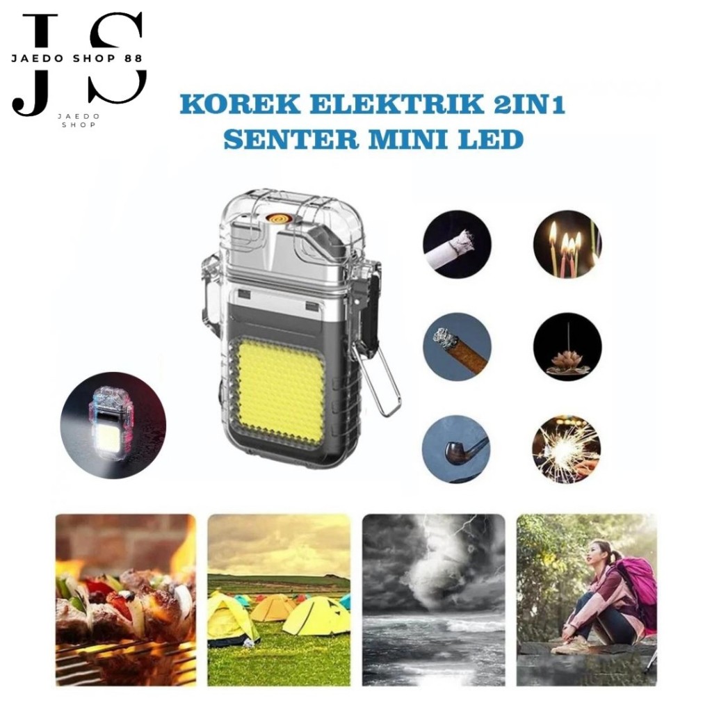 USB Elektrik  Type C LED 3 Mode Lampu Senter Mini Tahan Air Pemantik Rokok Anti Angin Untuk Camping 