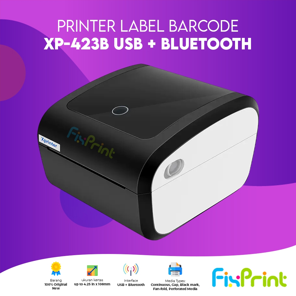 FIXPRINT BARCODE PRINTER THERMAL XPRINTER XP-423B BT-112 USB + Bluetooth SUPPORT 110MM / A6 XP-420B 
