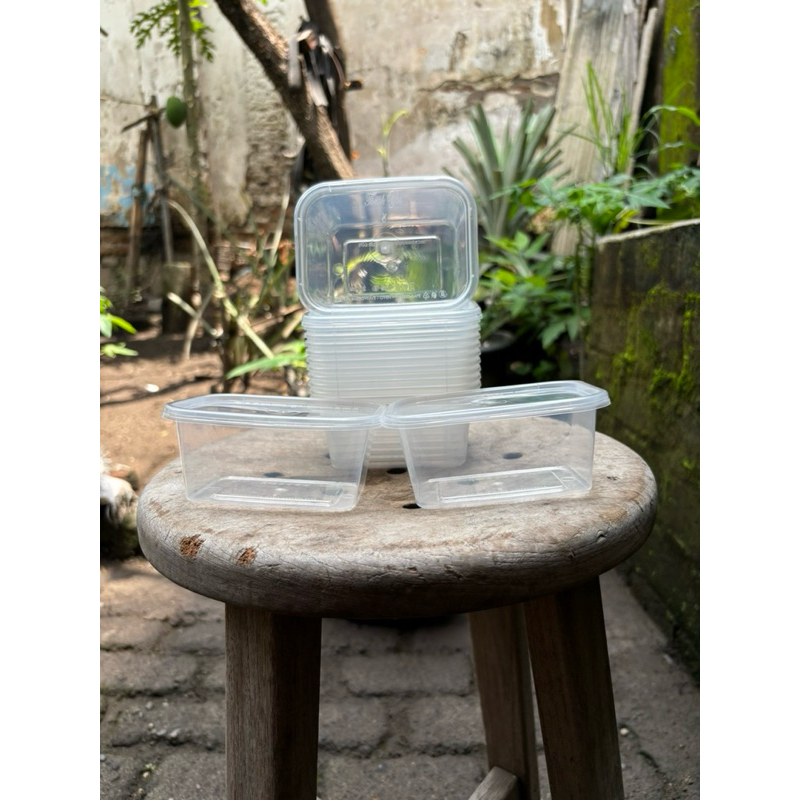 [ ISI 25 PCS ] Thinwall Persegi Panjang 250ml + Tutup Wadah Plastik Box Dessert Kontainer 250ml