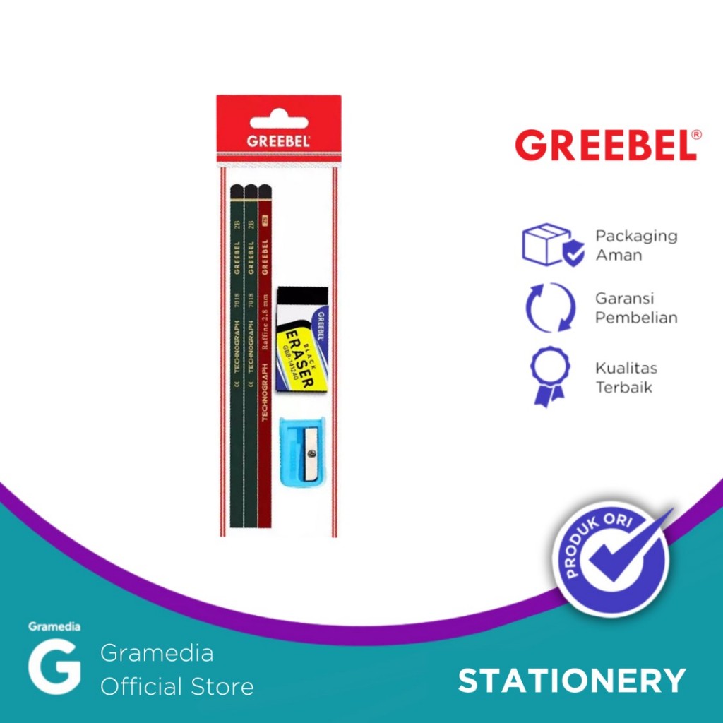 

Greebel Pensil 2B + Penghapus + Rautan (Stationery 5 In 1)
