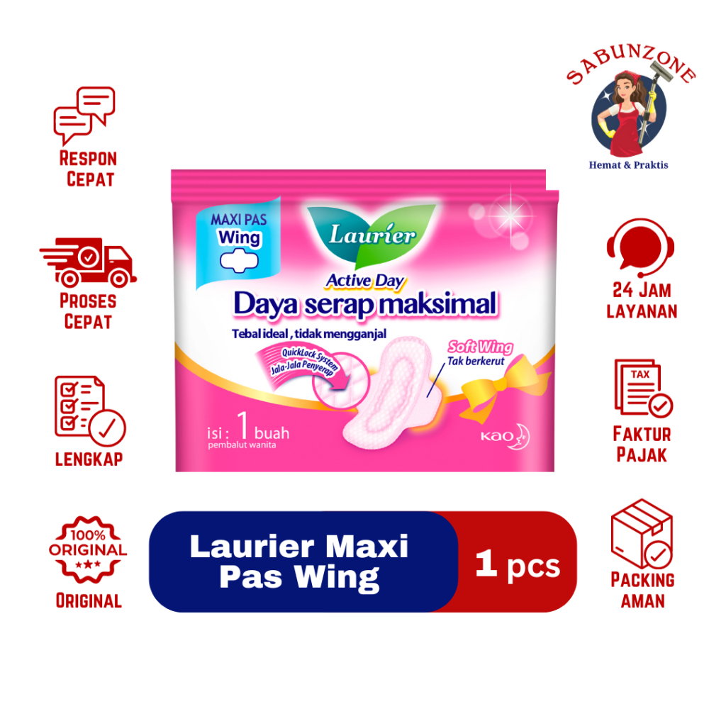 Laurier Maxi Pas Wing Pembalut Sachet 1 pcs