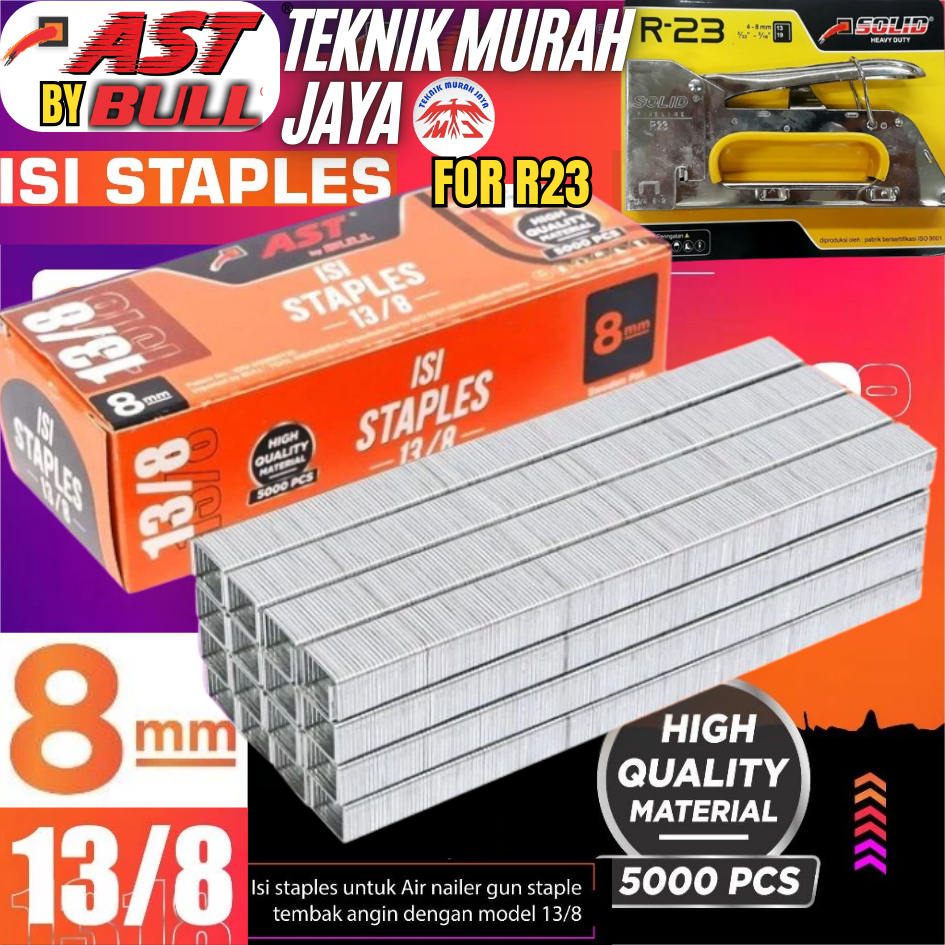 

AST Isi Staples Jok Tangan Manual Refill Gun Tacker R23 13/8 8mm Xenon Modern Benz Heavy Duty