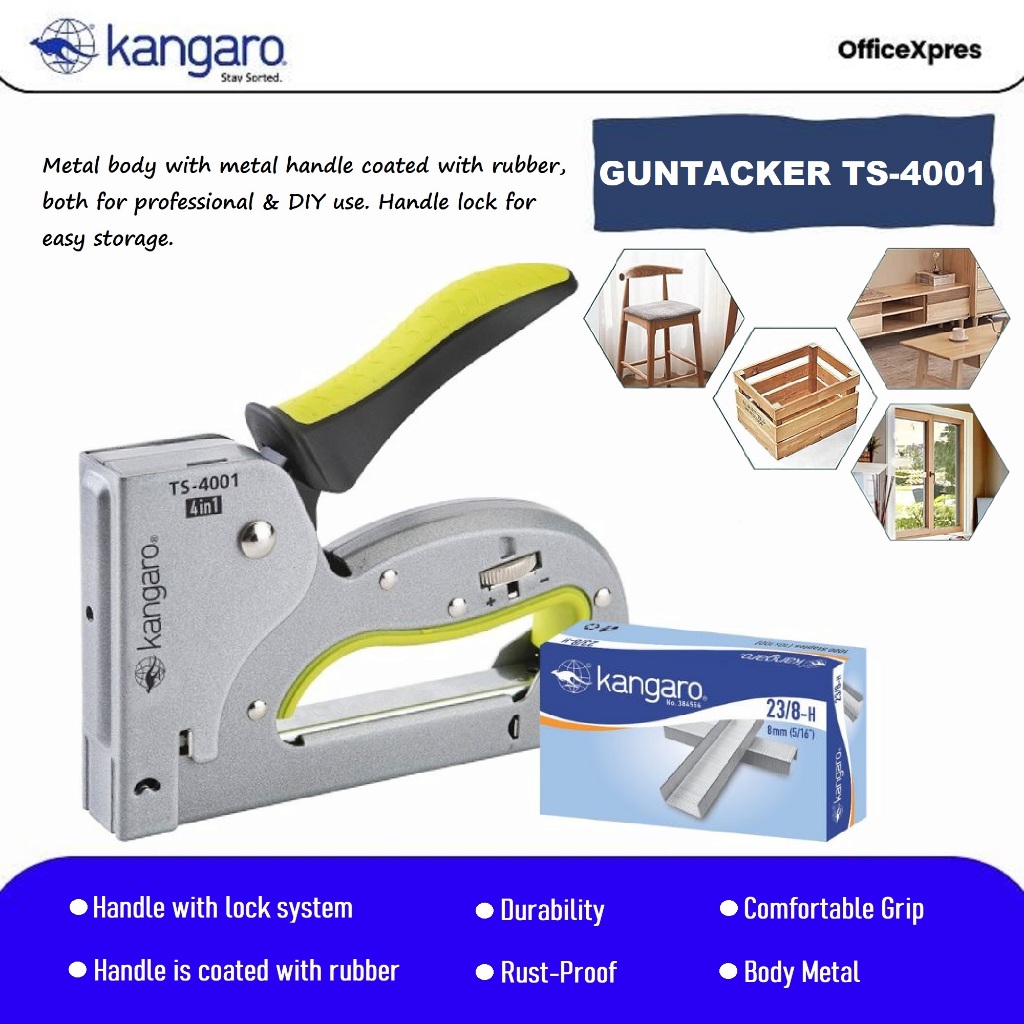 

Stapler Tembak 4 in 1 / Staples Tembak Multifungsi / Guntacker TS 4001 Kangaro / Stapler Sofa / Gun Tacker
