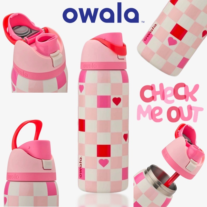 ORI Owala Check Me Out Valentine Day Limited Color Drop 32oz Freesip Water Bottle Gift New