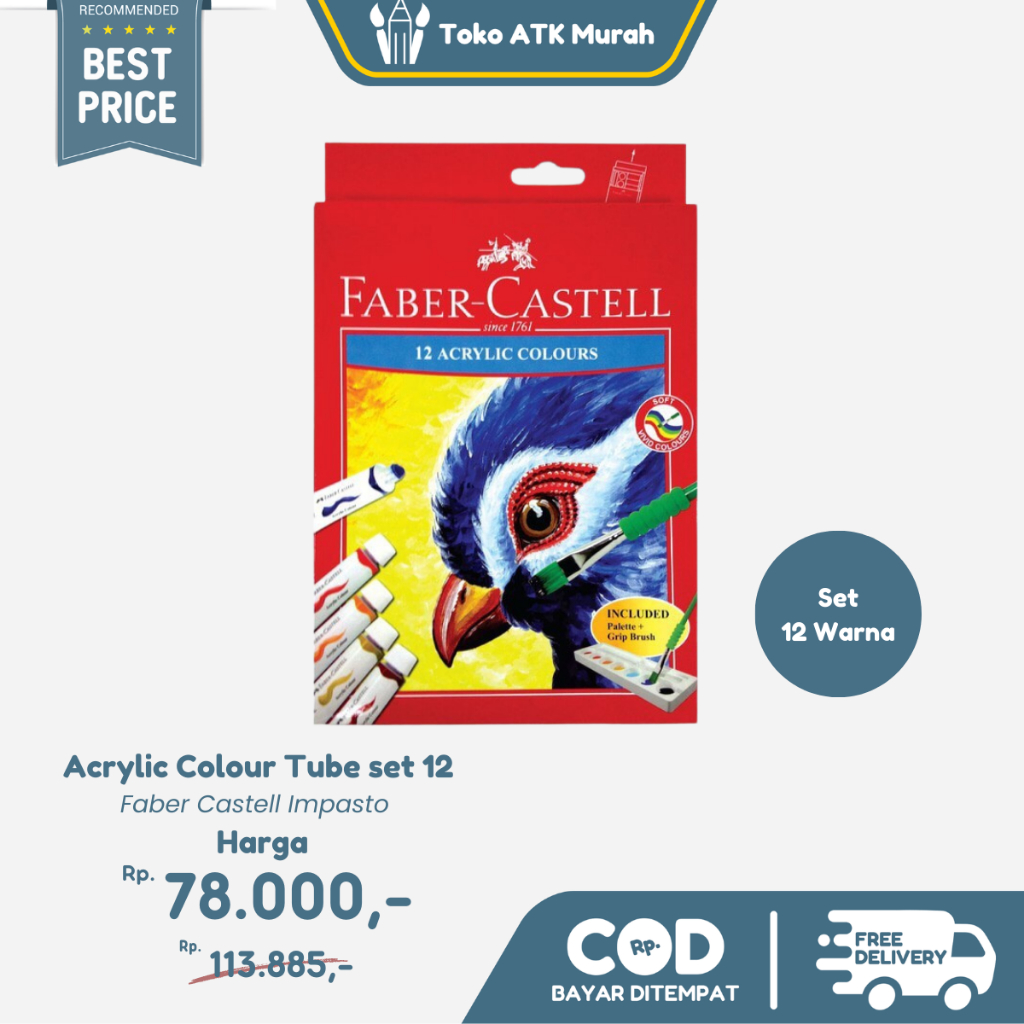 

Cat acrylic 12 warna / faber castel akrilik impasto art