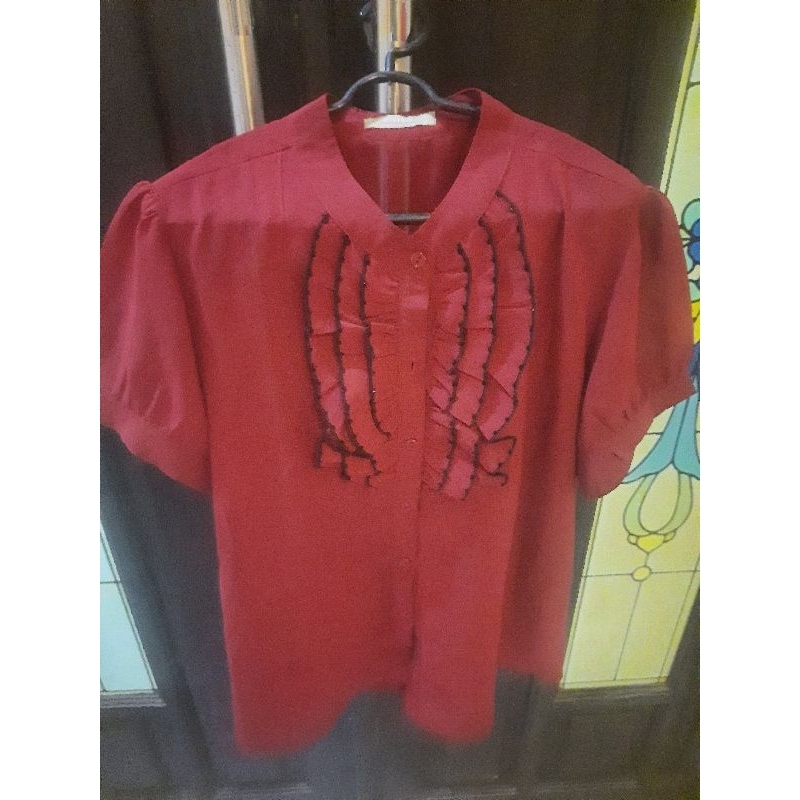 Cole Preloved Kemeja Wanita Maroon size XL