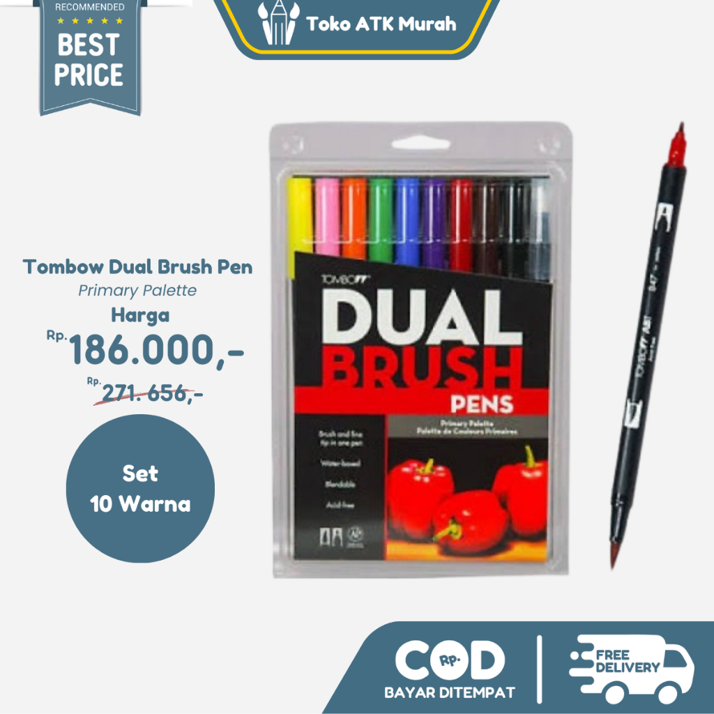 

Tombow Dual Brush Pen Set 10 - Primary Palette