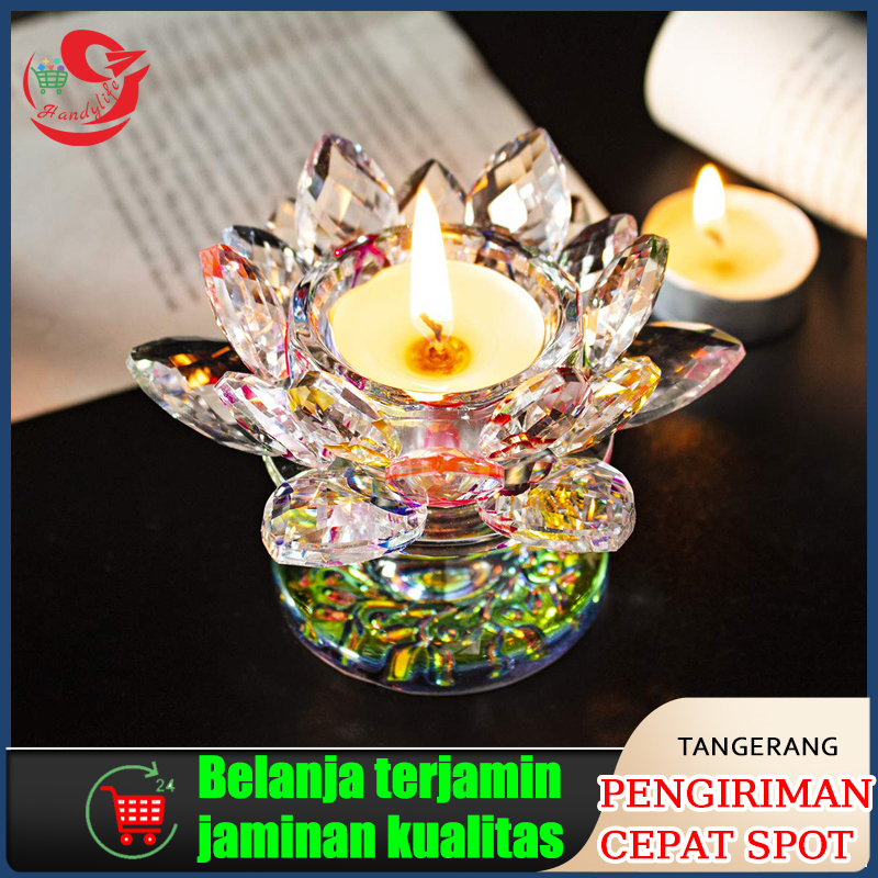 Tempat Lilin Tealight Tempat Lilin Kristal Kaki Lilin Tablet Kaca Tempat Lilin Sembahyang Tempat Lil