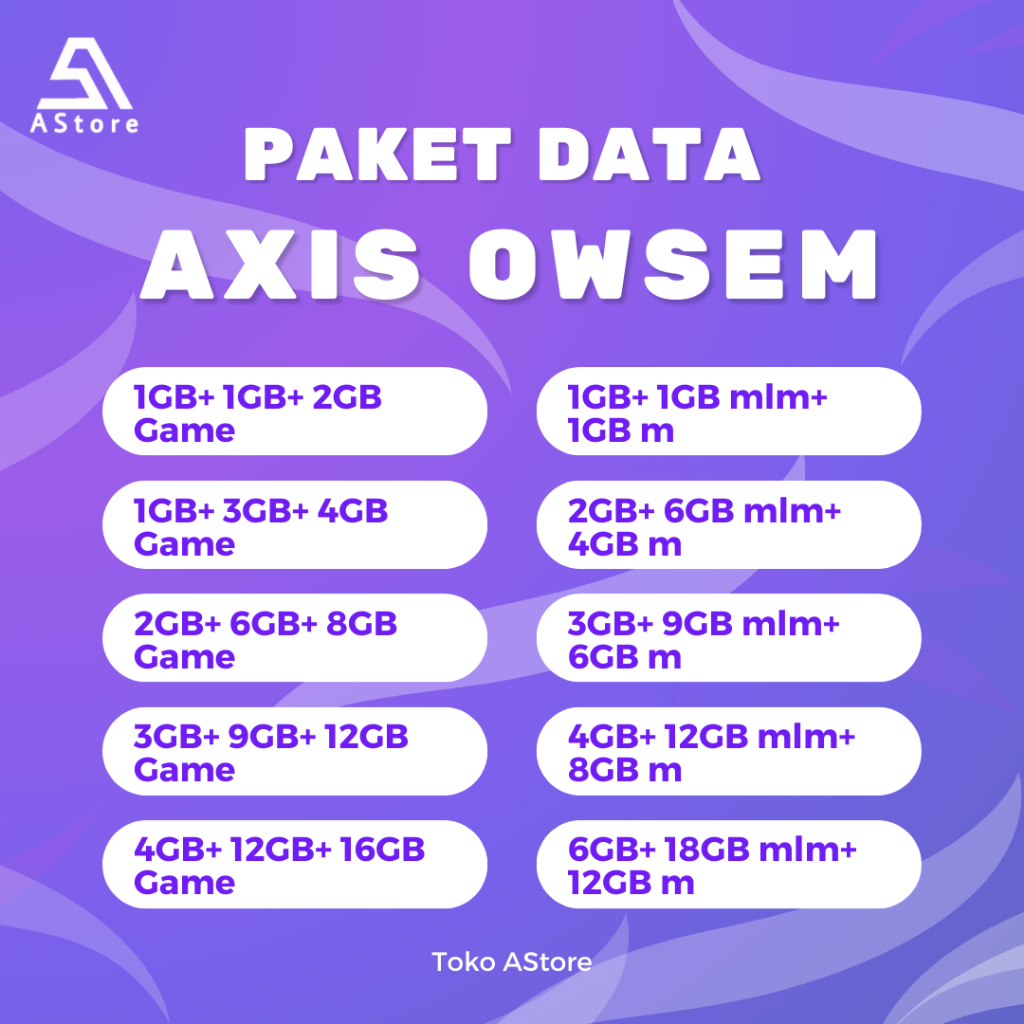 Paket Data Owsem Axis 30 dan 60 Hari | Voucher dan Inject | Murah untuk Semua Zona Indonesia