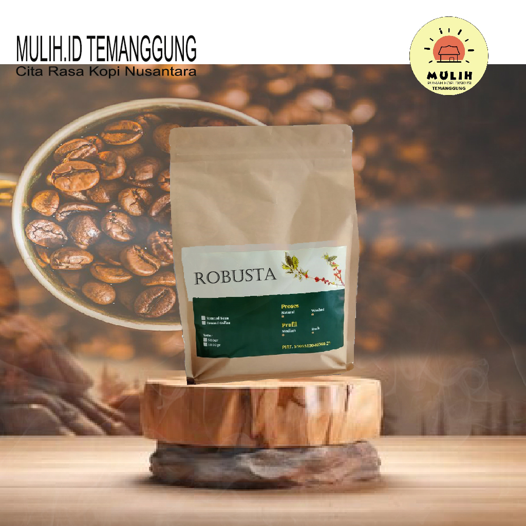 

Biji Kopi Robusta Temanggung Proses Natural Medium to dark Roasted bean bubuk kopi Nusantara