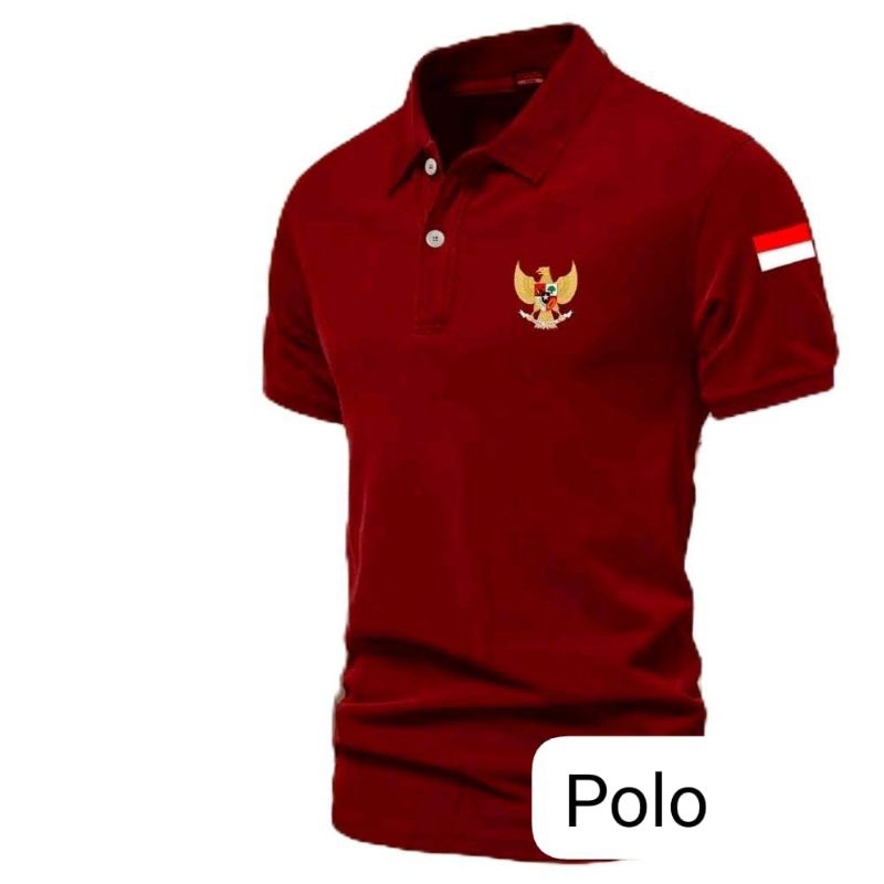 KAOS POLO BERKERAH PRIA DAN WANITA LOGO PANCASILA BENDERA MERAH PUTIH // TSHIRT POLO BERKERAH LOGO P