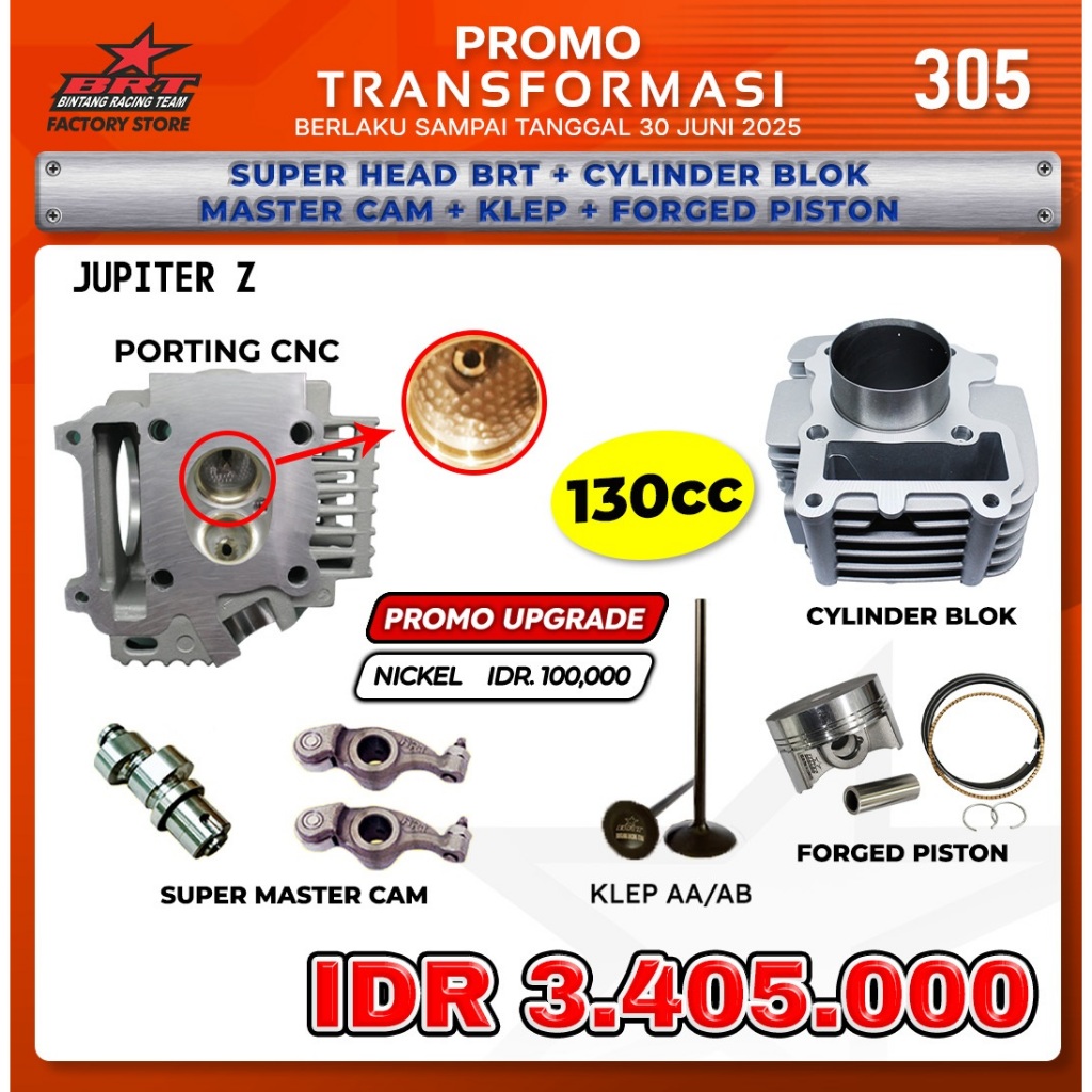 Brt Super Head + Cylinder Blok Master Cam KLEP+ Forged Piston Jupiter Z