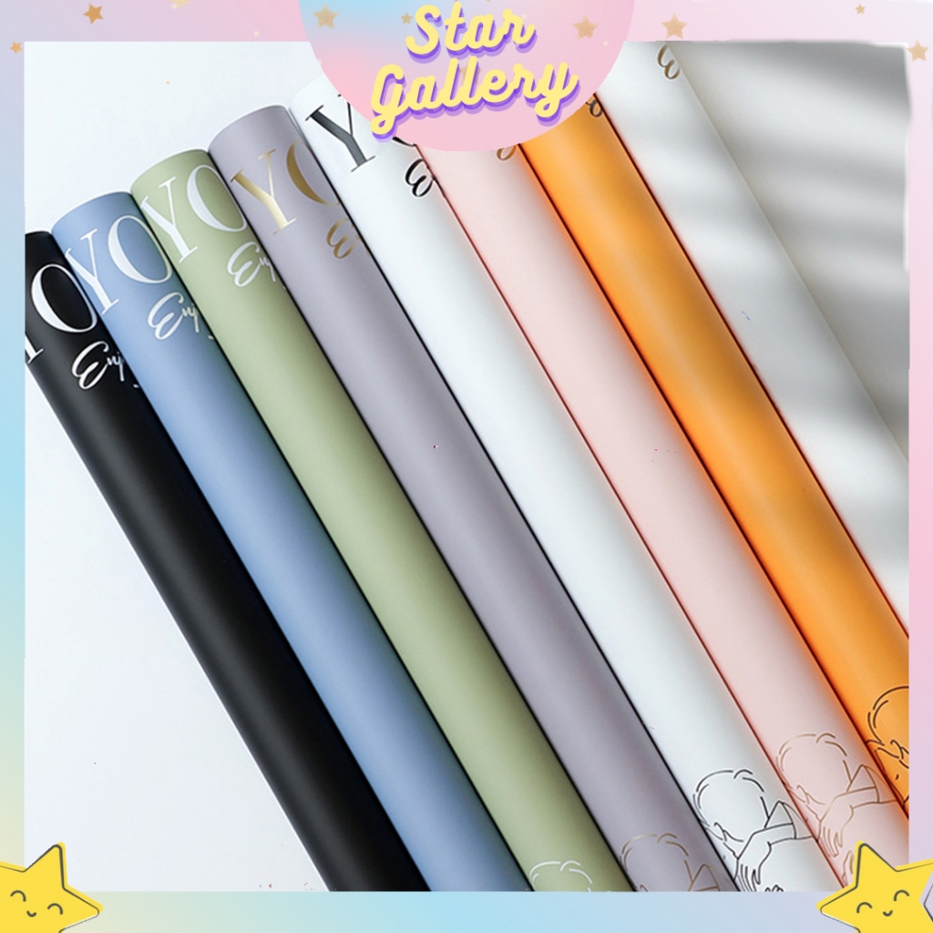 

(1 PACK ISI 20 LEMBAR) Kertas Buket Bunga Cellophane Flower Wrapping Paper Polos Motif Tulisan Quotes Love Florist KB6109