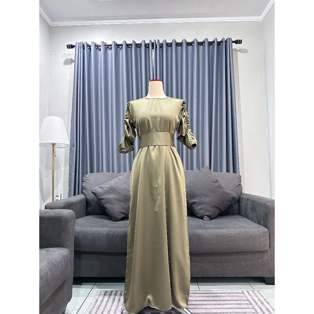 SHANIN DRESS ( NO PO ) - BAHAN SATIN ROBERTO - GAUN KONDANGAN - DRESS BRIDESMAID - BAJU MUSLIM SERUT