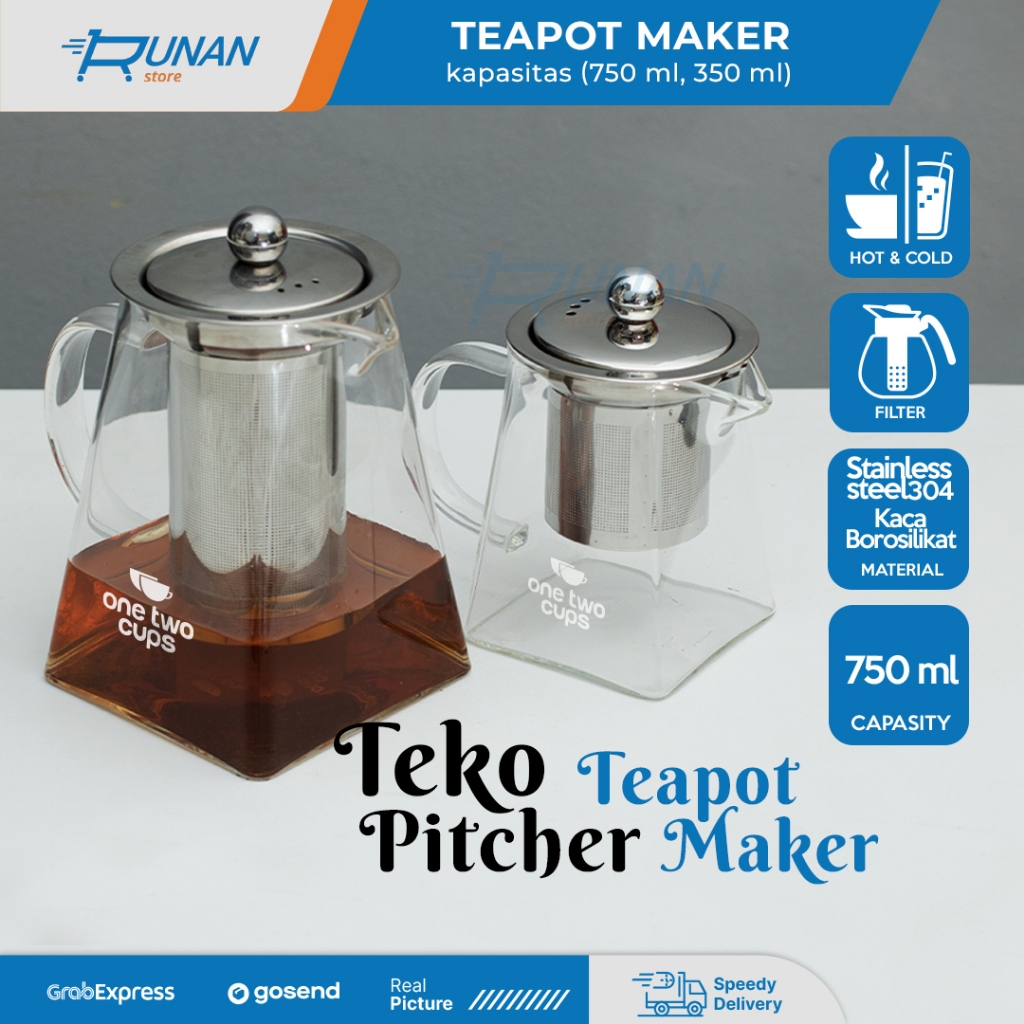 Teapot Infuser 350 ml - Teko Kaca Saringan Teh 750ml Tea Pot Server