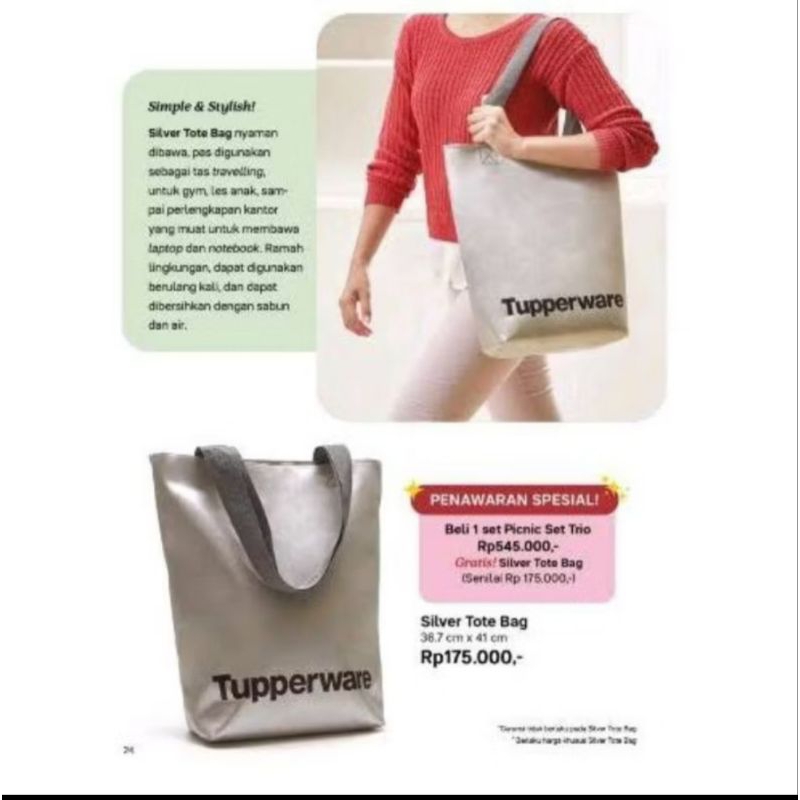 Silver Tote Bag original - Tas Tupperware original