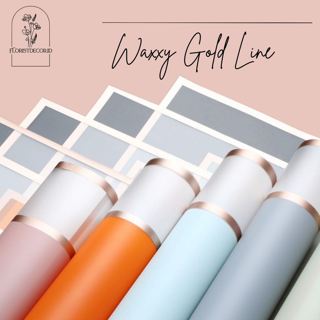 

( ECER )TERMURAH WAXXY GOLD LINE TRANSPARENT double frame list WRAPPING PAPER DOUBLE LIST WRAPPING