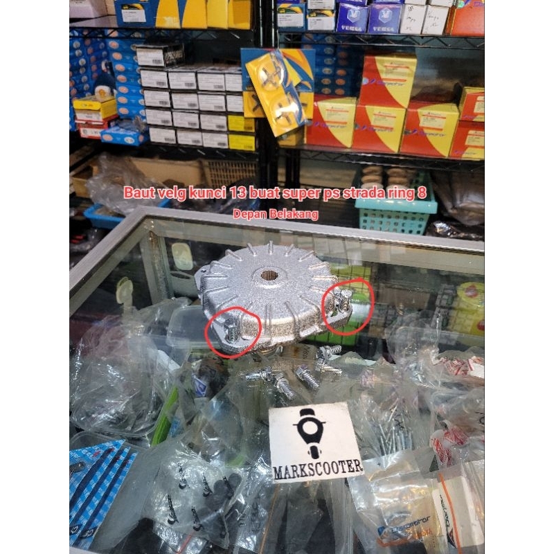 Baut velg pelek vespa super ps strada ring 8 kuncian 13