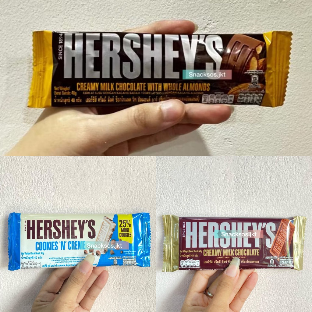 

HERSHEY'S CREAMY MILK CHOCOLATE BAR WITH WHOLE ALMONDS / COOKIES AND CREAM / CREAMY MILK CHOCOLATE - HERSHEYS HERSHEY
