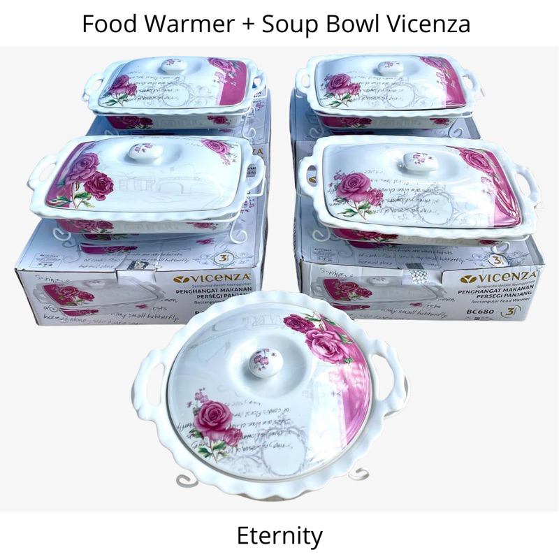 Vicenza Prasmanan Keramik + Tempat Soup Set 5 Motif Eternity