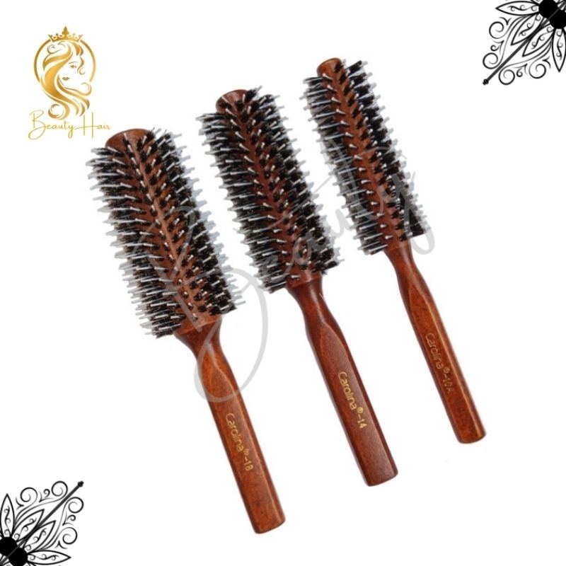 Sisir Blow Carolina Sisir Roll Rambut Salon Professional Sisir Gagang Kayu Kokoh Kecil Sedang Besar
