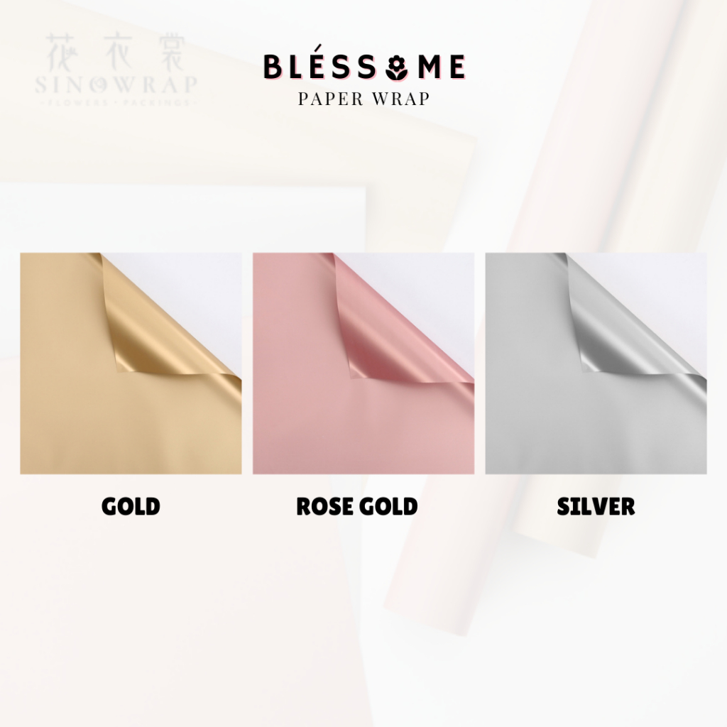 

(5 LEMBAR) Flower Wrapping Paper Glossy Gold Silver Rosegold Kertas Buket Bunga Florist Cellophane Pembungkus Kertas Hand Bouquet