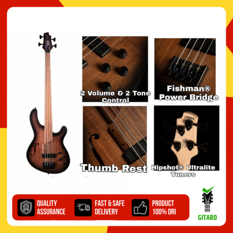 Gitar Bass Elektrik Gitar CORT Bass B4 Fretless MHPZ OPTA B4FL MHPZ
