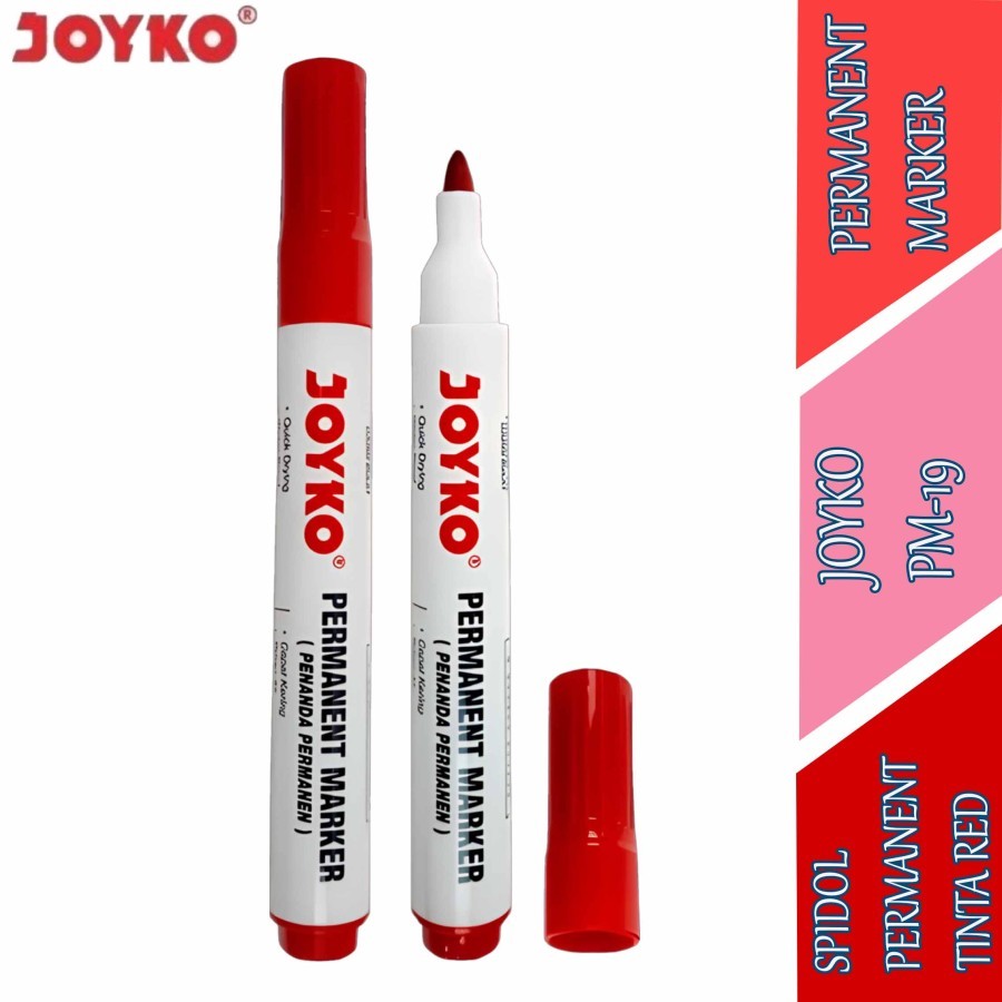 

Permanent Marker - Joyko - Spidol Permanent Tinta Merah - PM-19