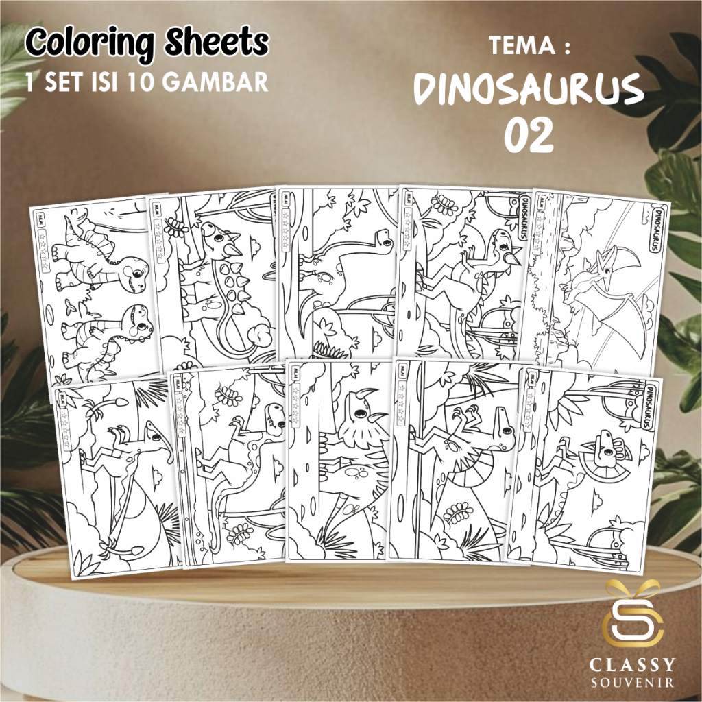 

LEMBAR GAMBAR MEWARNAI ANIMASI ANAK - KERTAS MEWARNAI ANAK 1 SET ISI 10 LEMBAR GAMBAR - COLORING SHEETS FOR KIDS-DINOSAURUS 02