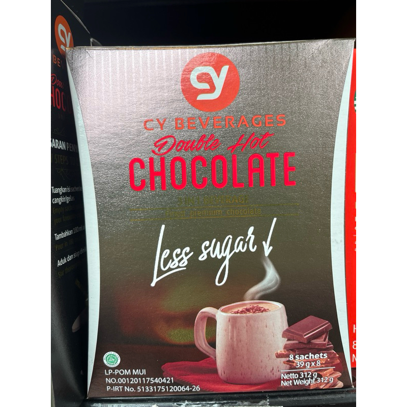 

CY BEVERAGES DOUBLE HOT CHOCO LESS SUGAR 312Gr