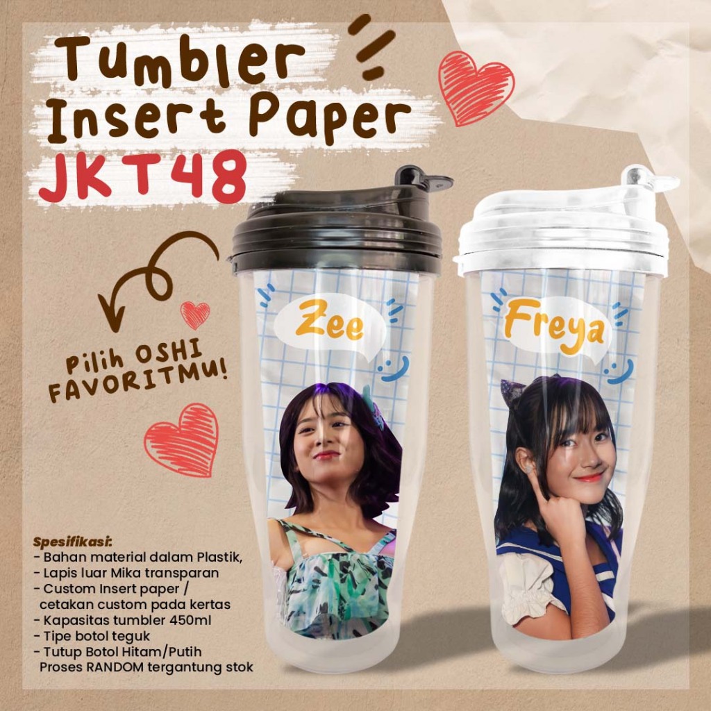 Botol Minum / Botol Tumbler Insert paper Gambar Idola - tumbler JKT48