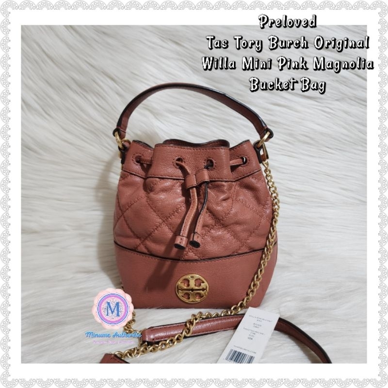 Preloved Tas Tory Burch Original Willa Mini Pink Magnolia Bucket Bag