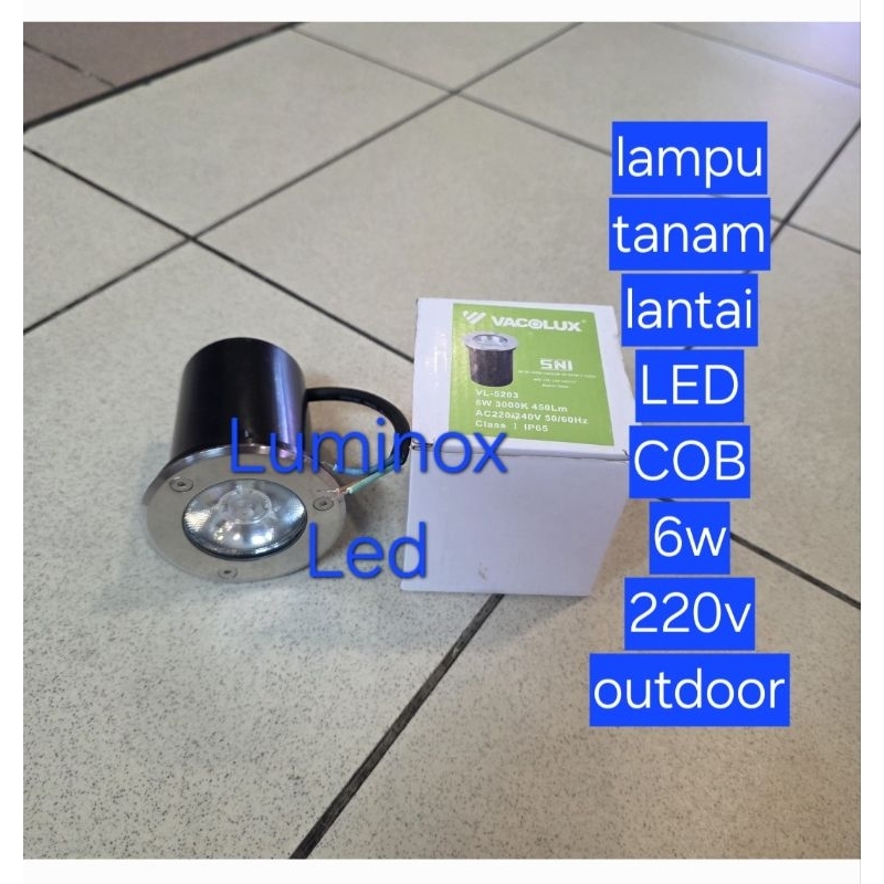 lampu lantai taman led vacolux 6w 6watt - inground uplight cob 6w 6 watt outdoor 220volt