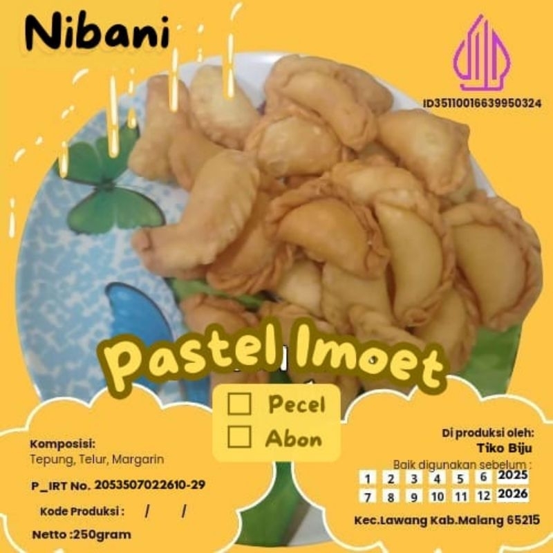 

Pastel Imoet - Nibani Snack | Makanan kering kue lebaran pastel mini rasa pecel dan abon 250 gr