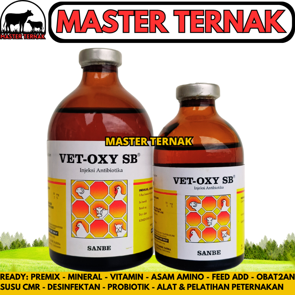 VET OXY SB 100ML & VET OXY SB 50ML SANBE - Obat Antibiotik Anti Infeksi Bakteri Hewan Vetoxy