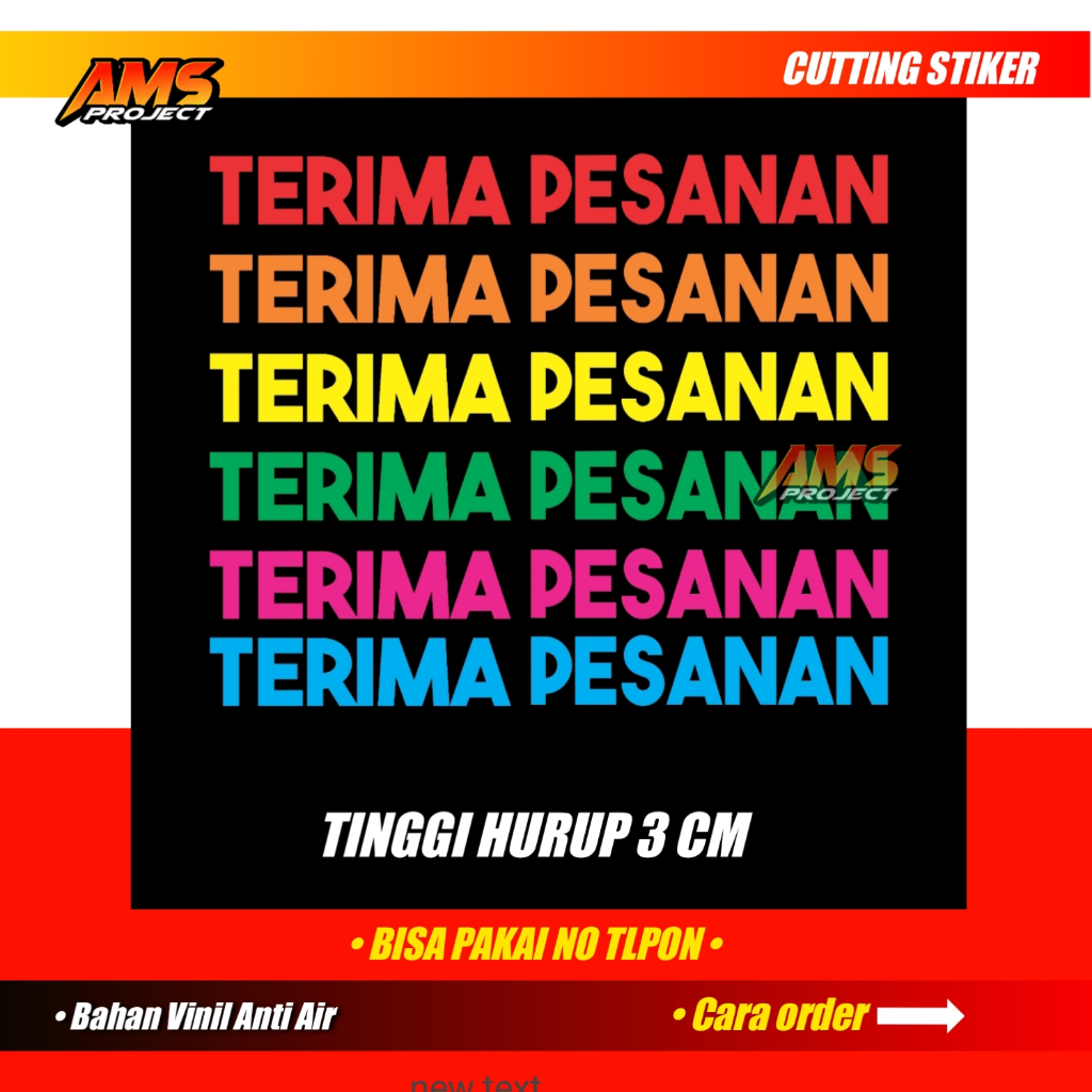 

Stiker Terima pesanan tinggi hurup 3 cm