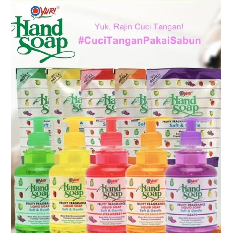 YURI Hand Soap 410ml & 375ml Botol Pump & Refil - Yuri Hand Wash Soap