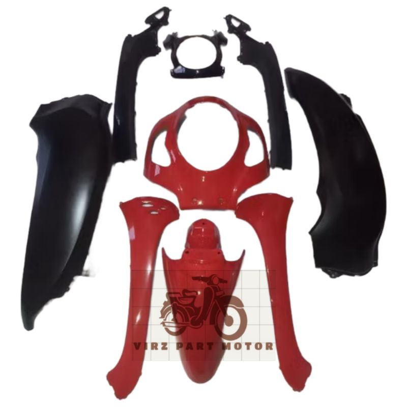 Full Set Halus Honda Scoopy Fi new Bahan Asli Cat Repaint Body Scoopy K2F Hitam Merah