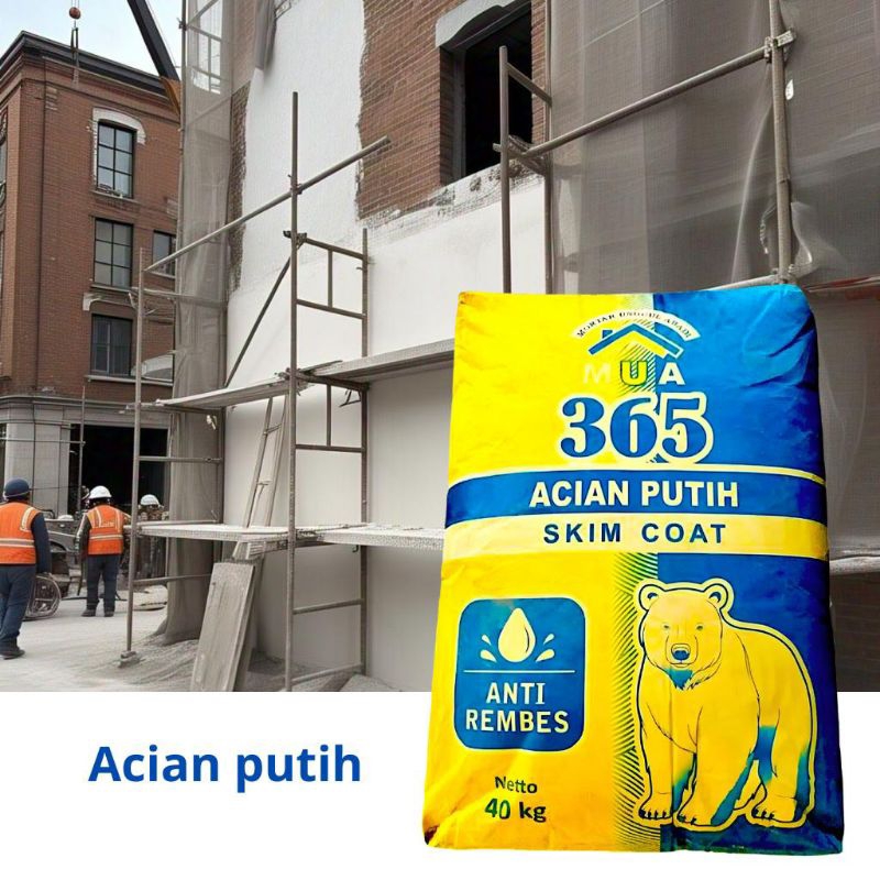 Mortar acian putih *anti rembes | Skim coat *40 kg