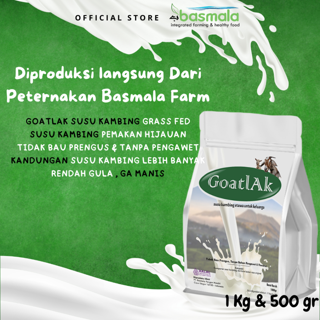 

GoatlAk - Basmalafarm Susu Kambing Etawa Asli Bubuk 500 Gram Rasa Original BPOM Halal Asli Premium