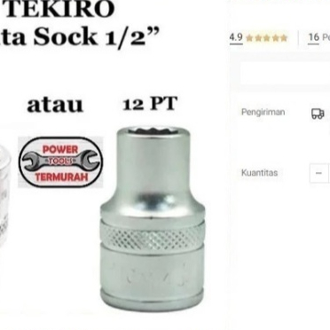 

Mata Kunci Sock TEKIRO 1/2" 28mm 6PT 12PT Hand Socket Shock Sok 28 mm