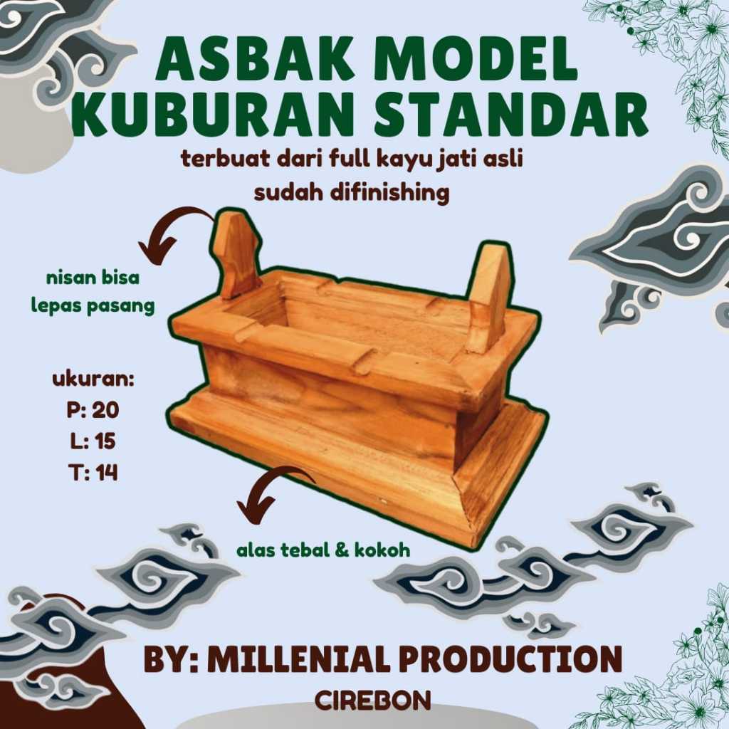 Asbak kayu jati unik tempat sampah model kuburan by milenial production