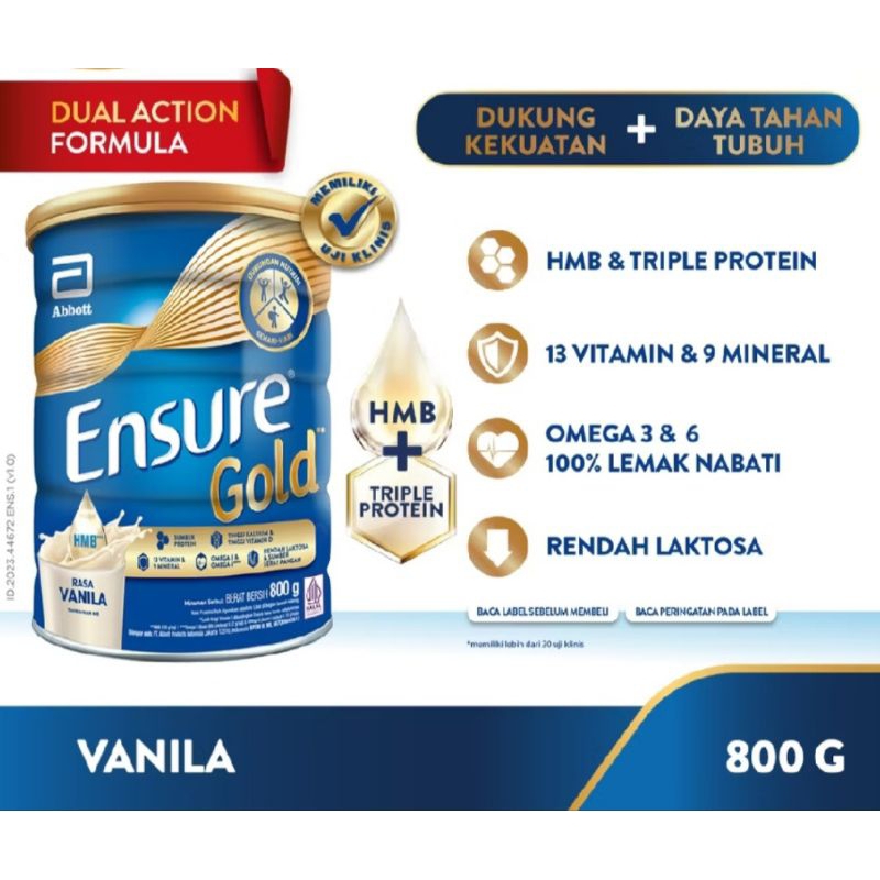 

Ensure Gold HMB Vanila 800gram - Nutrisi Dewasa Rendah Laktosa