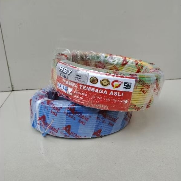 KABEL LISTRIK SNI PLN /KABEL GROUDING/ KABEL KUNING BIRU/KABEL ISI 1 KAWAT TUNGGAL TEMBAGA MURNI SNI