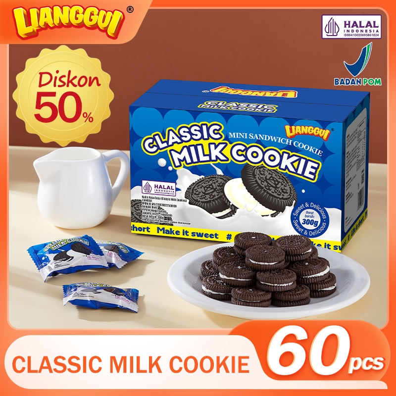 

‌‌Lianggui - ‌Milk Cookie Biskuit Isian Classic Coklat Cemilan Ringan Snack Anak Sekolah Halal