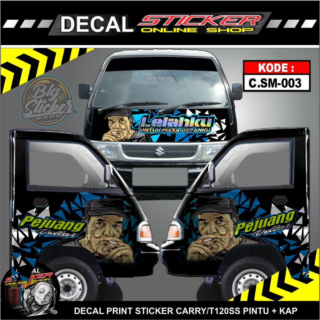STIKER MOBIL PICKUP CARRY T120SS FUTURA KABIN (KAP DEPAN+PINTU SAMPING) DECAL PRINT VARIASI KEREN
