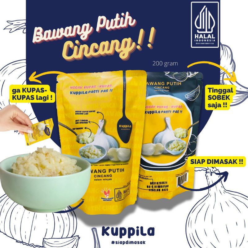 

KUPPILA BAWANG PUTIH CINCANG POUCH 200 GRAM besar 1'S