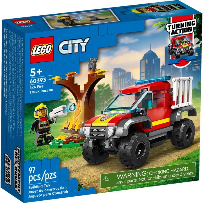 LEGO City - 60393 4x4 Fire Truck Rescue Set Building Kid Toy Fireman Police Off-Road Jeep Town Fire 