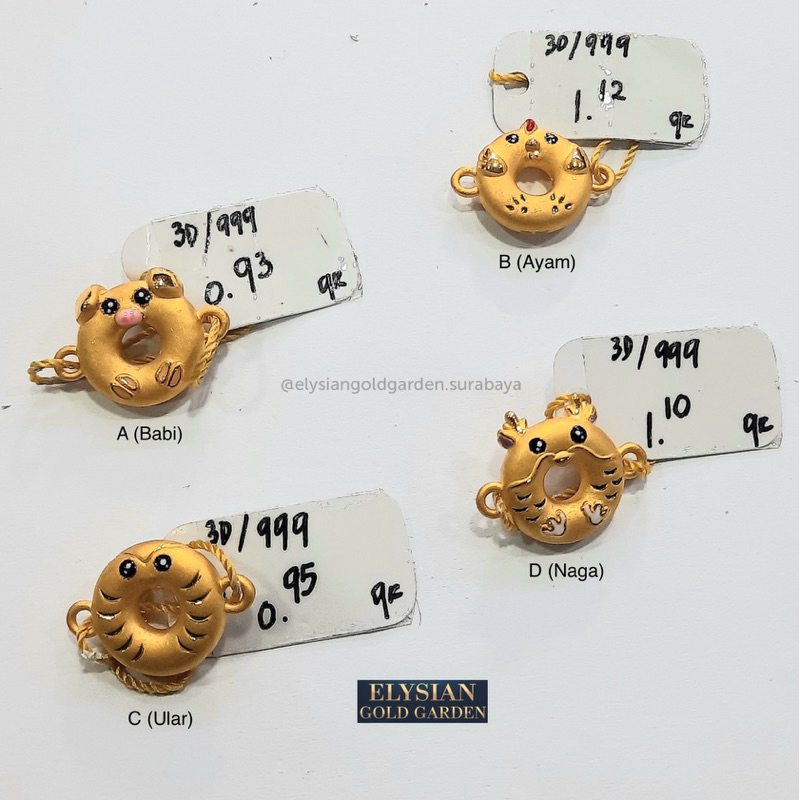 Charm Emas Shio Gelang Tali