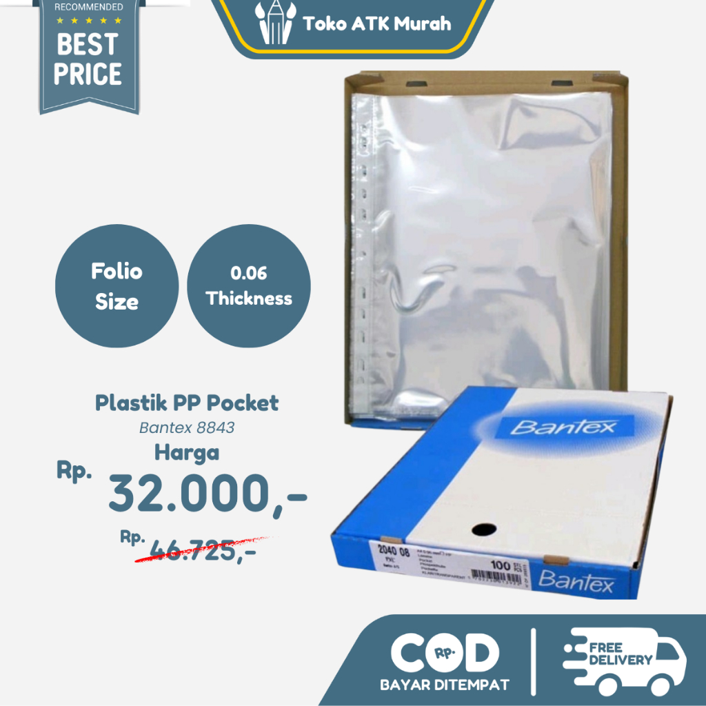 

Bantex Pocket Clear (20 Sheets) 0.06mm thickness Folio #8843